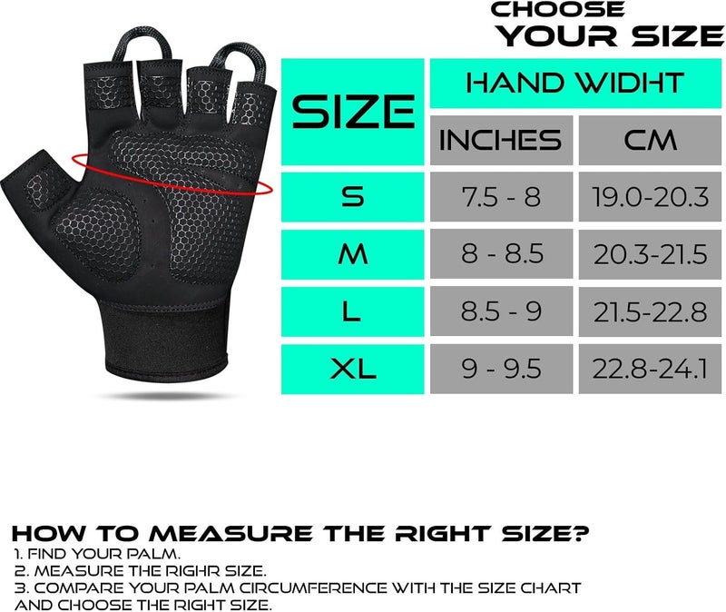 BEAST RAGE Workout Gloves for Men, Durable Palm Grip Gym Gloves Women Half Finger Elasticated Training Weight Lifting Strength Bodybuilding Anti Slip Cycling Gloves Exercise - Image 5